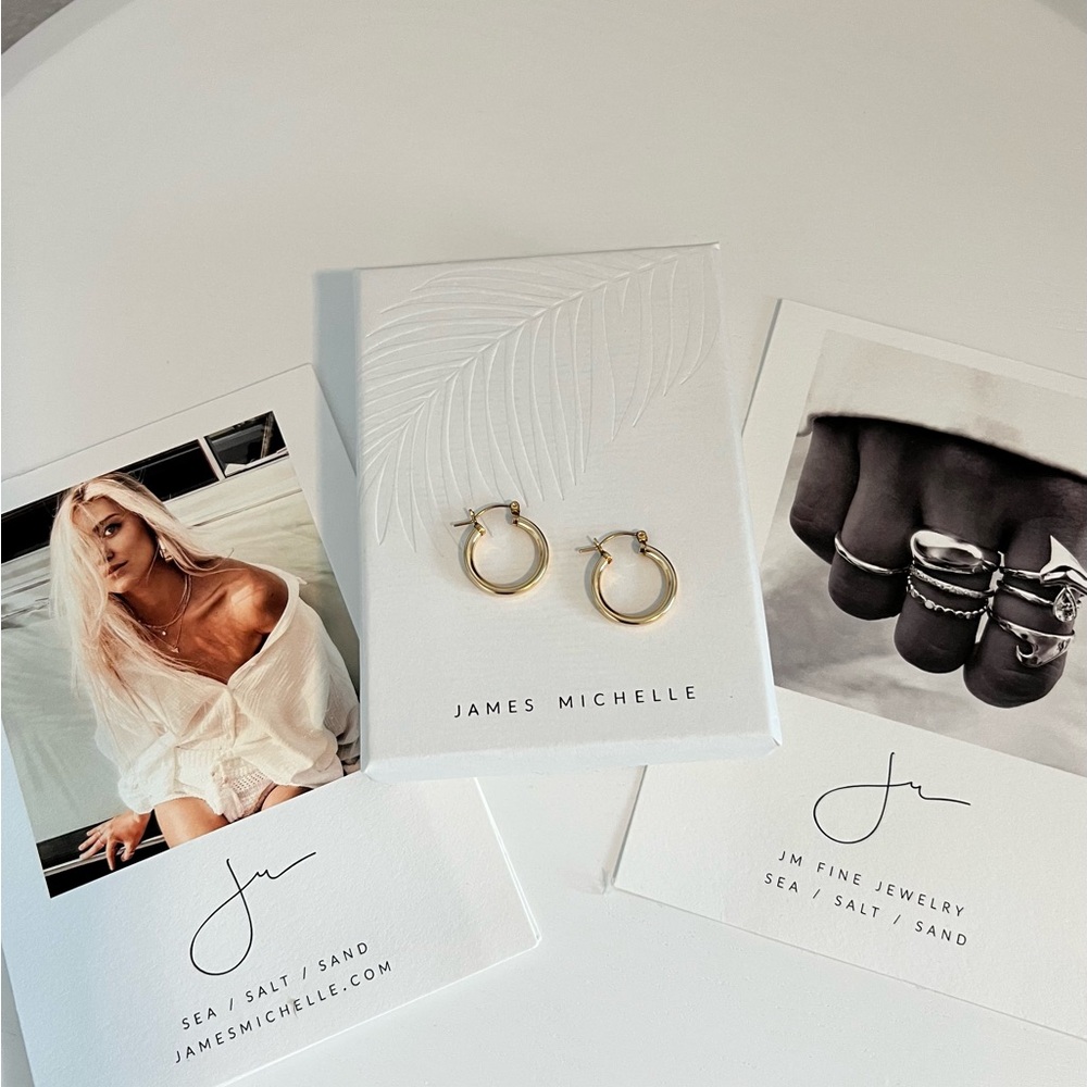 NWT James Michelle Yellow Gold Hoop Small Tube Earrings